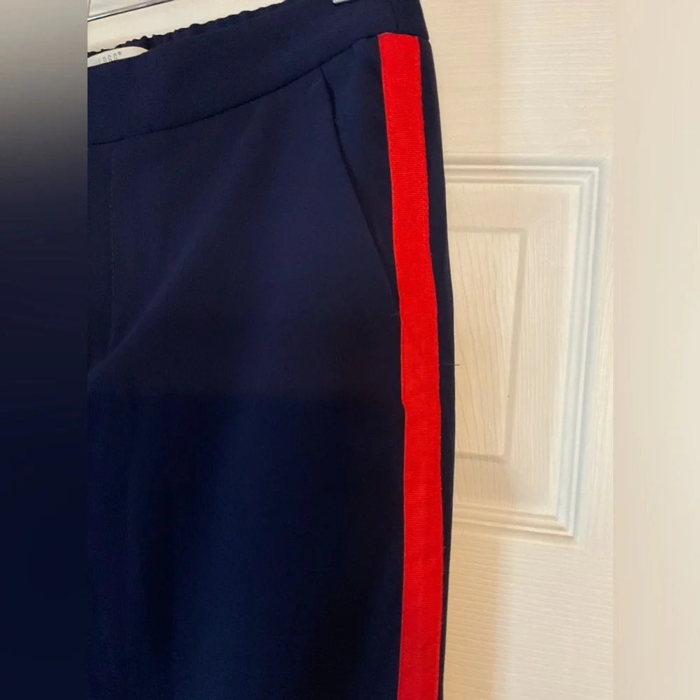 H & M L.O.G.G. Navy Blue Red Stripe Pants Pockets Size‎ 8